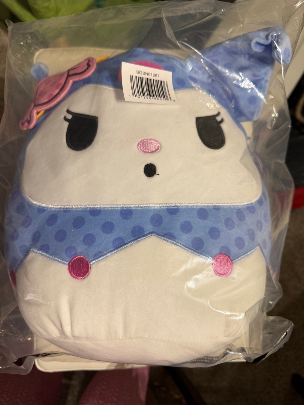 Plush Character Pillow for Kids - Blue & Pink Accent